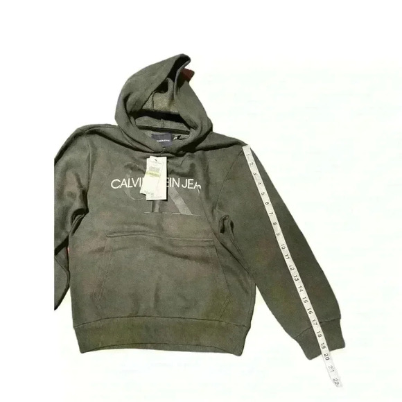 Calvin Klein Big Boys Old School Logo Pullover Hoodie Sequoia M(10/12) - Picture 4 of 9